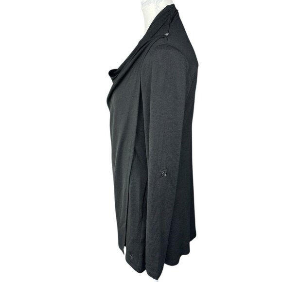 Betabrand Women's NWT Black Liz Wrap Tunic Roll Tab‎ Sleeve Sweater S/C38 - Picture 2 of 13